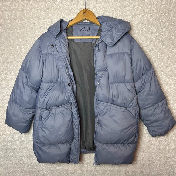 ZARA Women's Grey Puffer‎ Jacket made with Sorona Size 9 - Picture 1 of 6